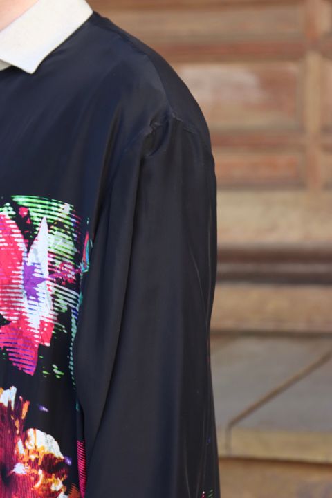 Yohji Yamamoto M-ノーカラー花柄シルクコート(HG-D03-410) style.2022.1.8
