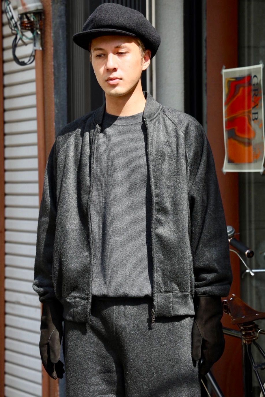 blurhms ブラームス Pe/Silk Fleece Bomber Jacket(BHS25F019)HEATHER BLACK☆新作発売！