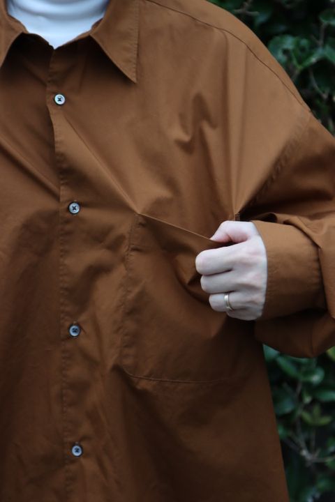 Graphpaper Broad Oversized L/S Regular Collar Shirt"BROWN"style.2021.10.16.