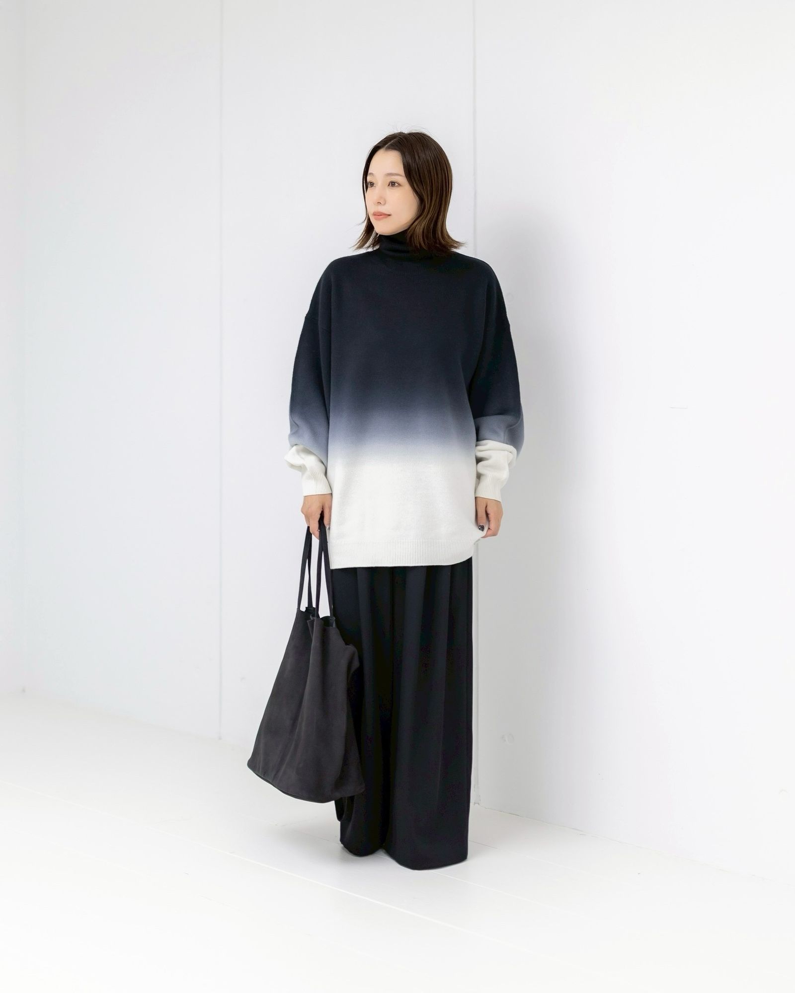 グラフペーパー 25AW Gradient Dyed Wool Hight Neck Knit(GU253-80491)BLACK☆9月27日(土)発売！