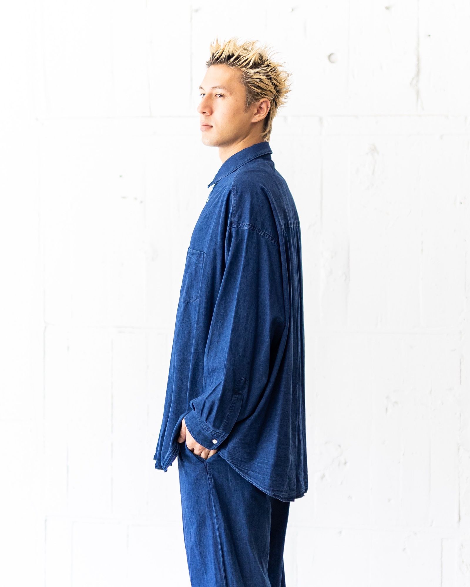 Graphpaper SIDOGRAS Indigo Poplin L/S Oversized Regular Collar Shirt(DARK FADE)☆8月2日(土)新作発売！