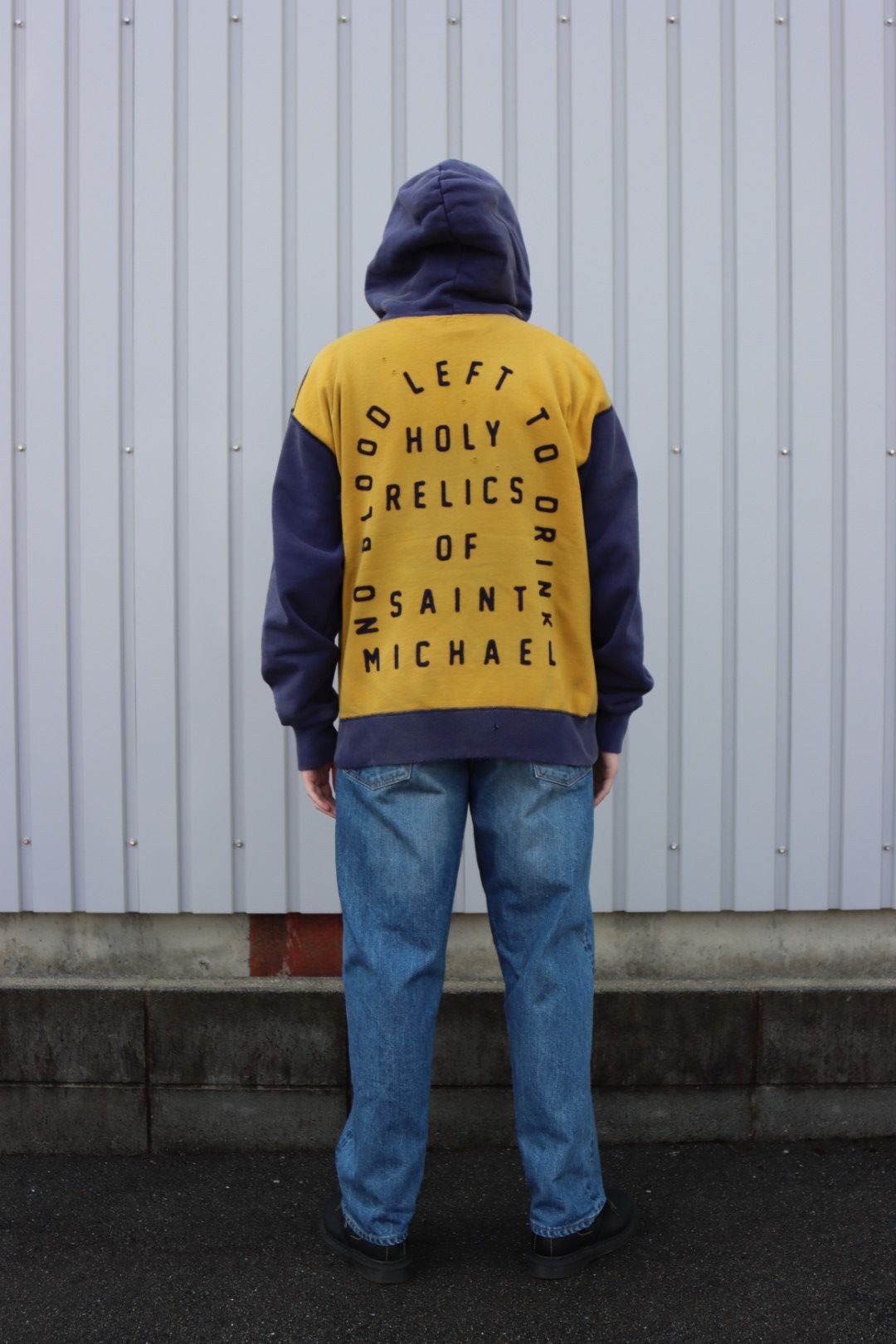 SAINT M×××××× フェルトフーディーYELLOW×NAVY style | 2073 | mark SAINT M×××××× フェルトフーディーYELLOW×NAVY style | 2073 | mark