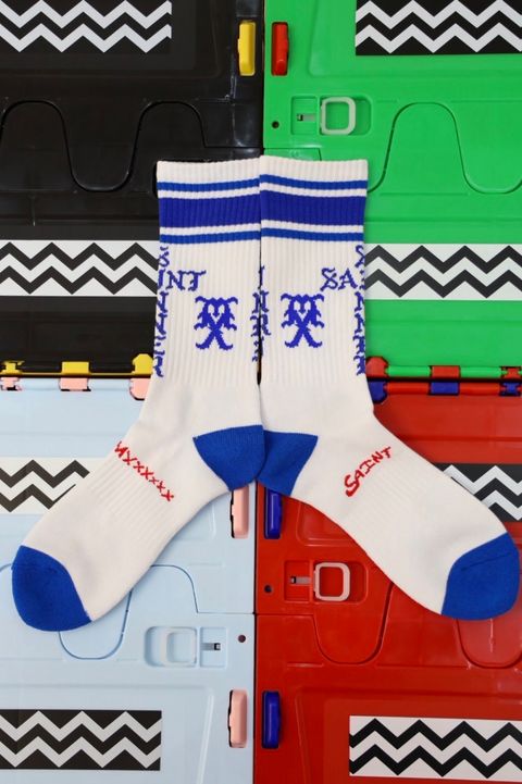 セントマイケル SINNER SOCKS (SM-HR1-0000-109)WHITE/BLUE★10月11日(土)発売！