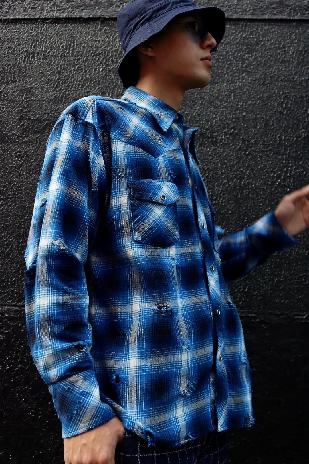 RAFUラフ23AW WESTERN SHIRT"BLUE"スタイル