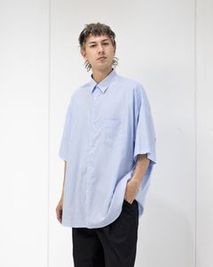 グラフペーパー SIDOGRAS S/S Oversized Regular Collar Shirt(GM262-50027)GREEN PIN STRIPE☆6月6日(土)発売！
