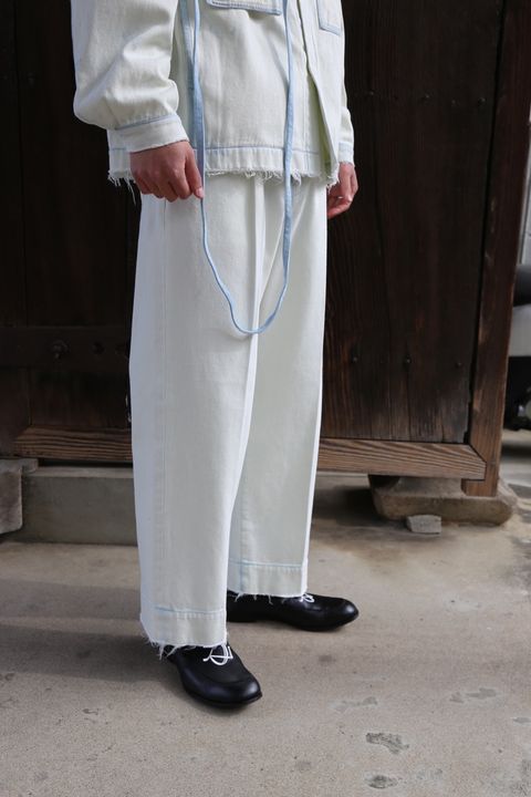YOKE DETACHABLE POCKET DENIM JACKET&CUT-OFF WIDE-LEGGED DENIM TROUSERS style. 2021.03.27.