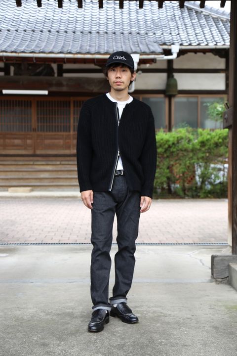 YOKE 20aw 3G BACK ZIP RIB CREW NECK"BLACK"Style.2020.9.13.