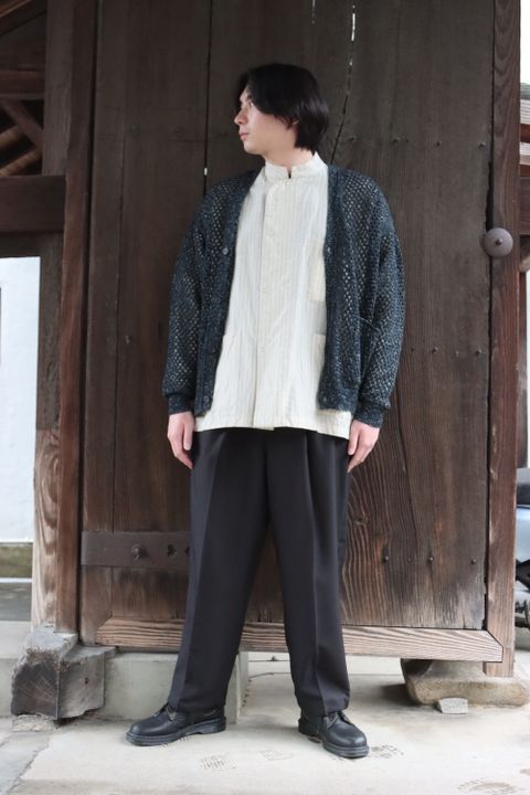 YOKE MESHED KNIT CARDIGAN(YK22SS0345S) style.2022.2.20