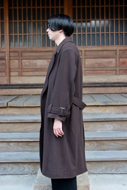 YOKE DOUBLE BREAST OVERCOAT"BROWN style"