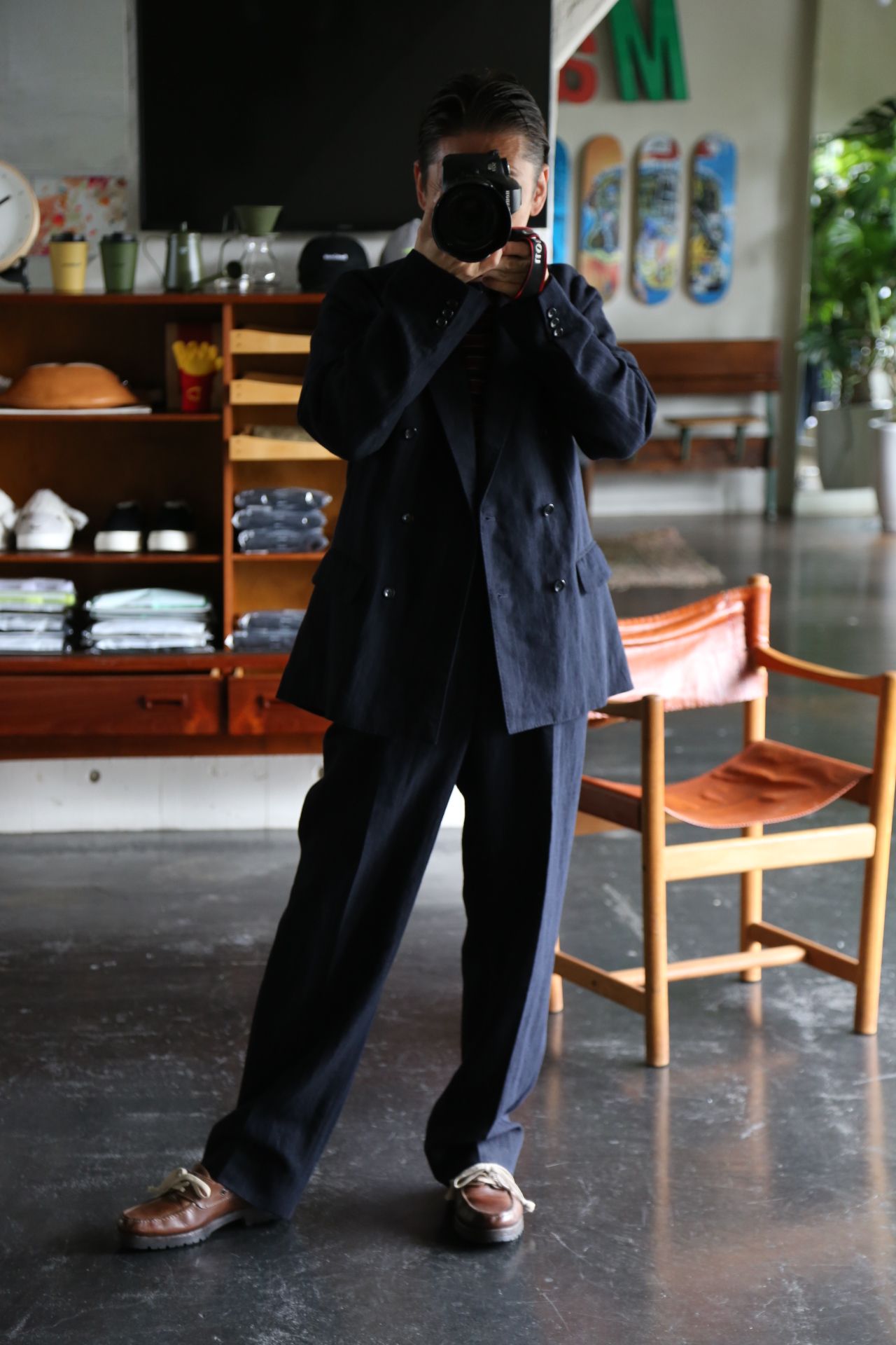 A.PRESSE Jacket&Trousers NAVY SIZE2-