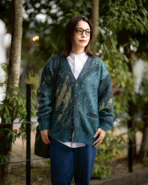 YOKE Abstract Jaquard Mohair Cardigan style 2025.11.29