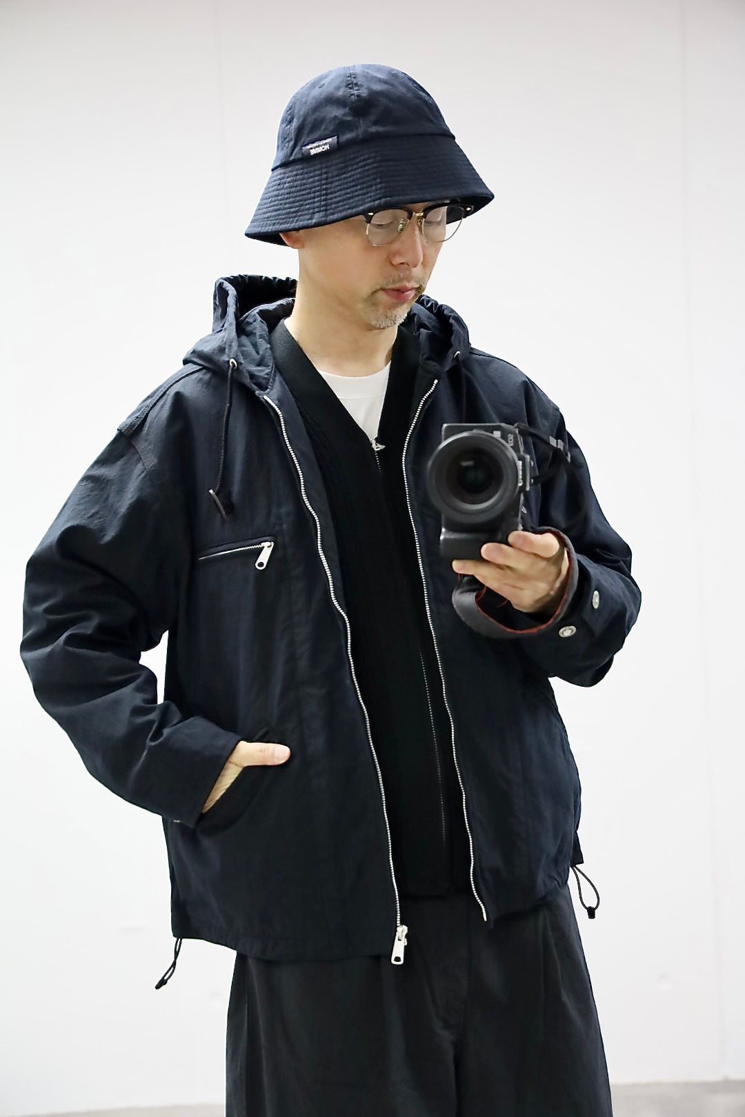 COMME des GARCONS HOMME コムデギャルソンオム26SS ナイロンオックス製品染フーデッドパーカ"BLACK"スタイル