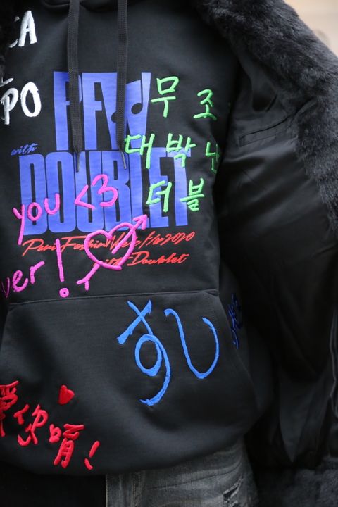 doublet HAND-PAINTED FUR JACKET"BLACK"style.2020.10.16.