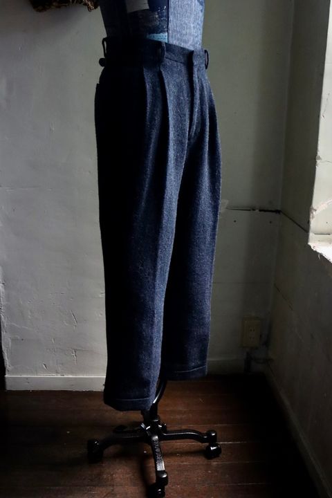 アプレッセ23AW Tweed Two Tuck Trousers (23AAP-04-02H)NAVY