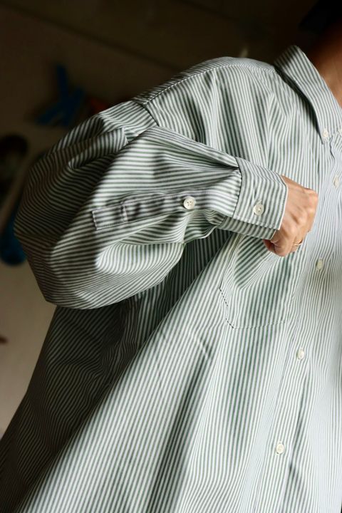 FreshService DRY OXFORD CORPORATE L/S B.D. SHIRT"GREEN STRIPE"スタイル