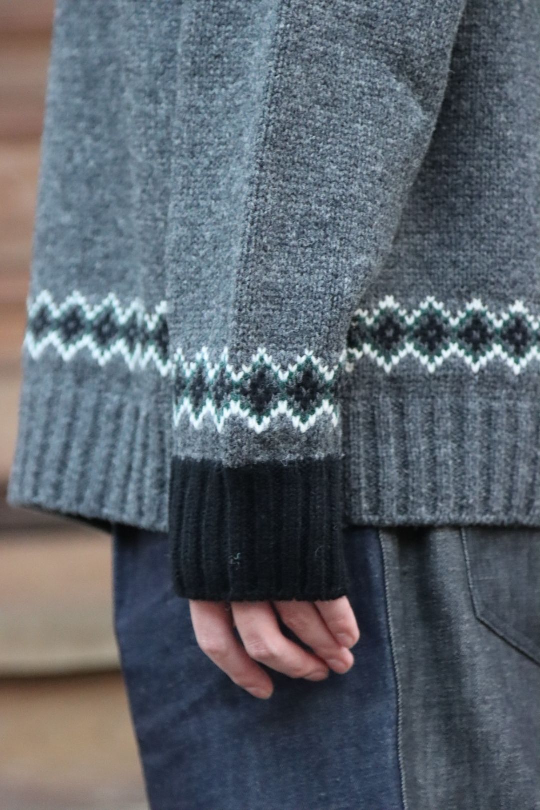 JUNYA WATANABE COMME des GARCONS MAN ウールジャガードニット求心柄"TOP GRAY"style