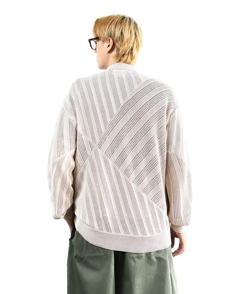 YOKE 新作 COTTON MESH STRIPE ZIP-UP CARDIGAN style.2024.2.23