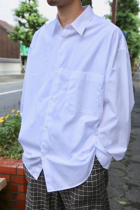 Graphpaper Broad L/S Oversized Regular Collar Shirt(GM203-50110B)"WHITE"Style.2020.7.14.