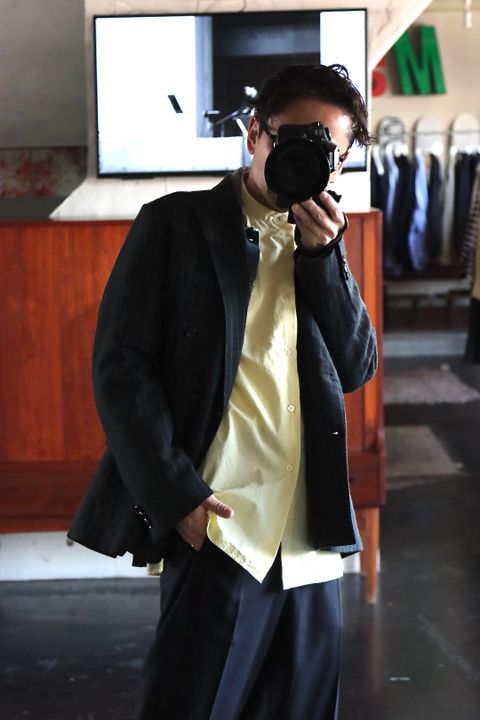 Ets.MATERIAUX 22SS Band collar shirt"YELLOW"style.2021.12.14.