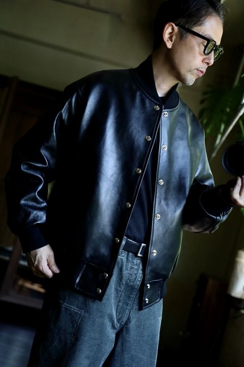 A.PRESSE Leather Award Jacketスタイル.2024.8.10.