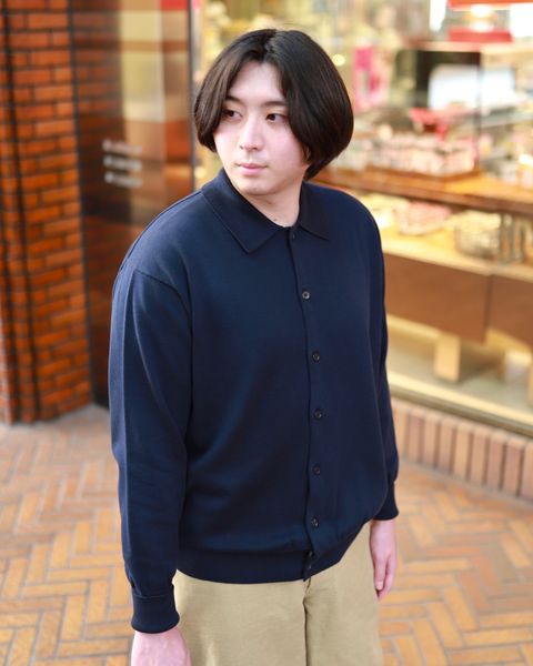 A.PRESSE Cotton Knit Polo Collar Cardigan style.2023.2.10