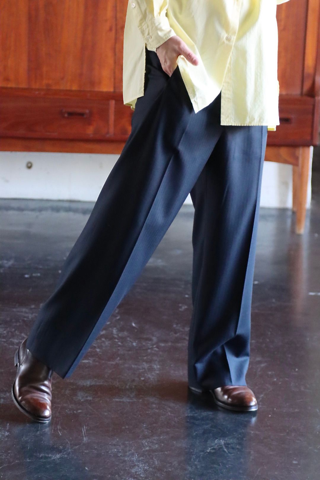 Ets.MATERIAUX 22SS Band collar shirt"YELLOW"style.2021.12.14.