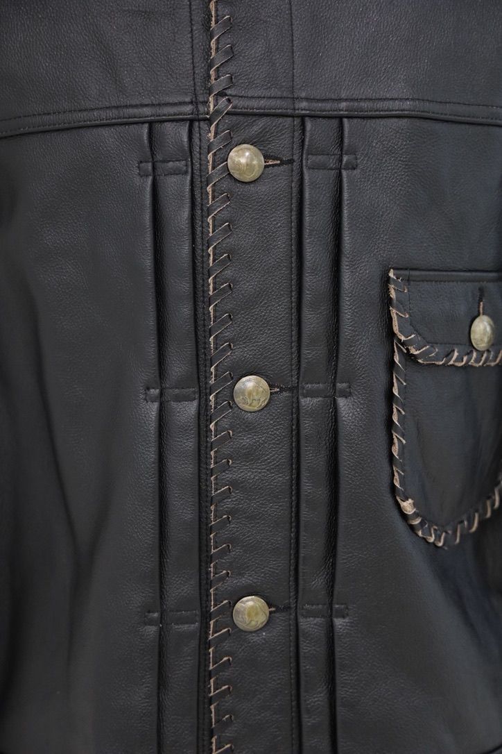 BOW WOW 26FW LACE-UP LEATHER TRUCKER JACKET(BWU-LULTJ)BLACK