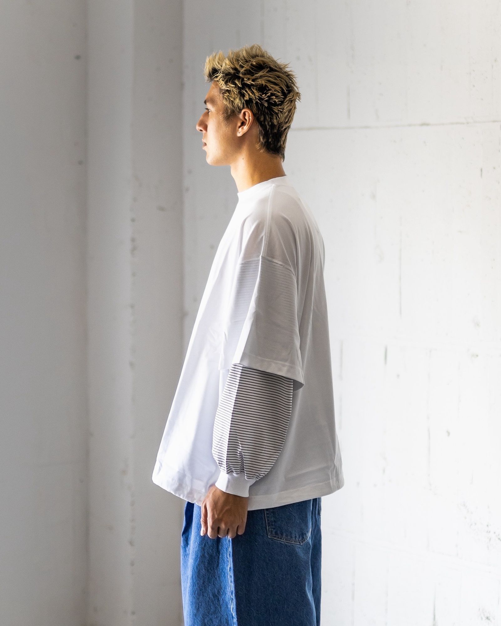 is-ness  BALLOON LAYERED LONG SLEEVE T SHIRT MARKスタイル