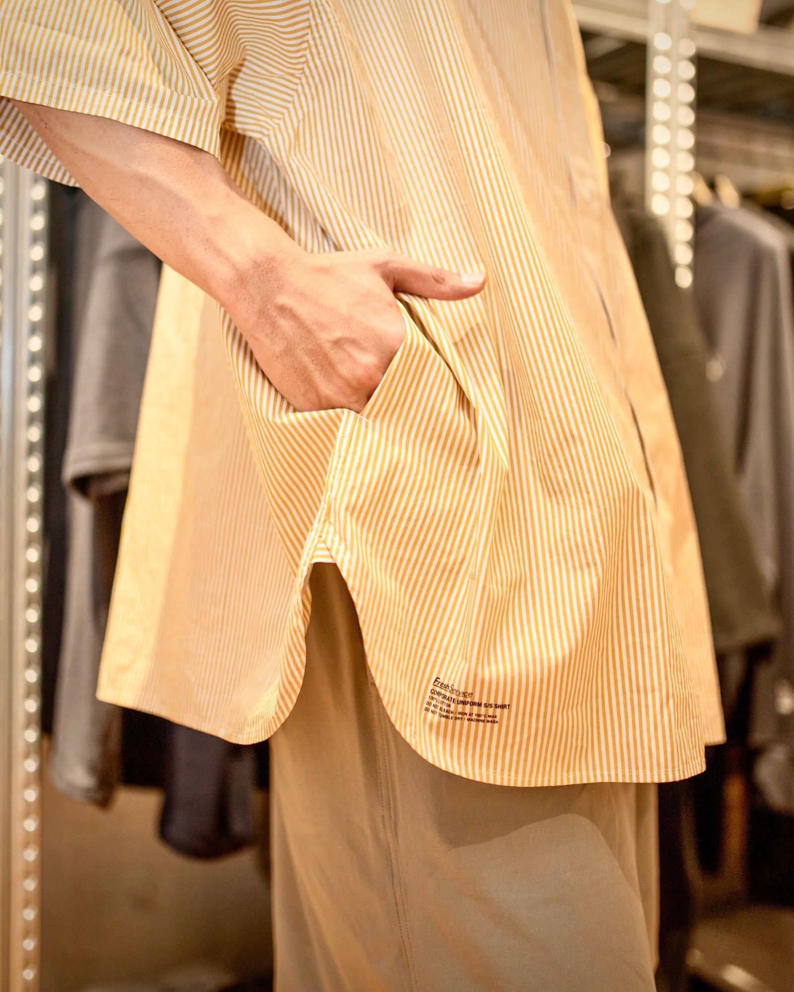 FreshService SPOT CORPORATE UNIFORM S/S SHIRT(YELLOW STRIPE) style 2024.6.28