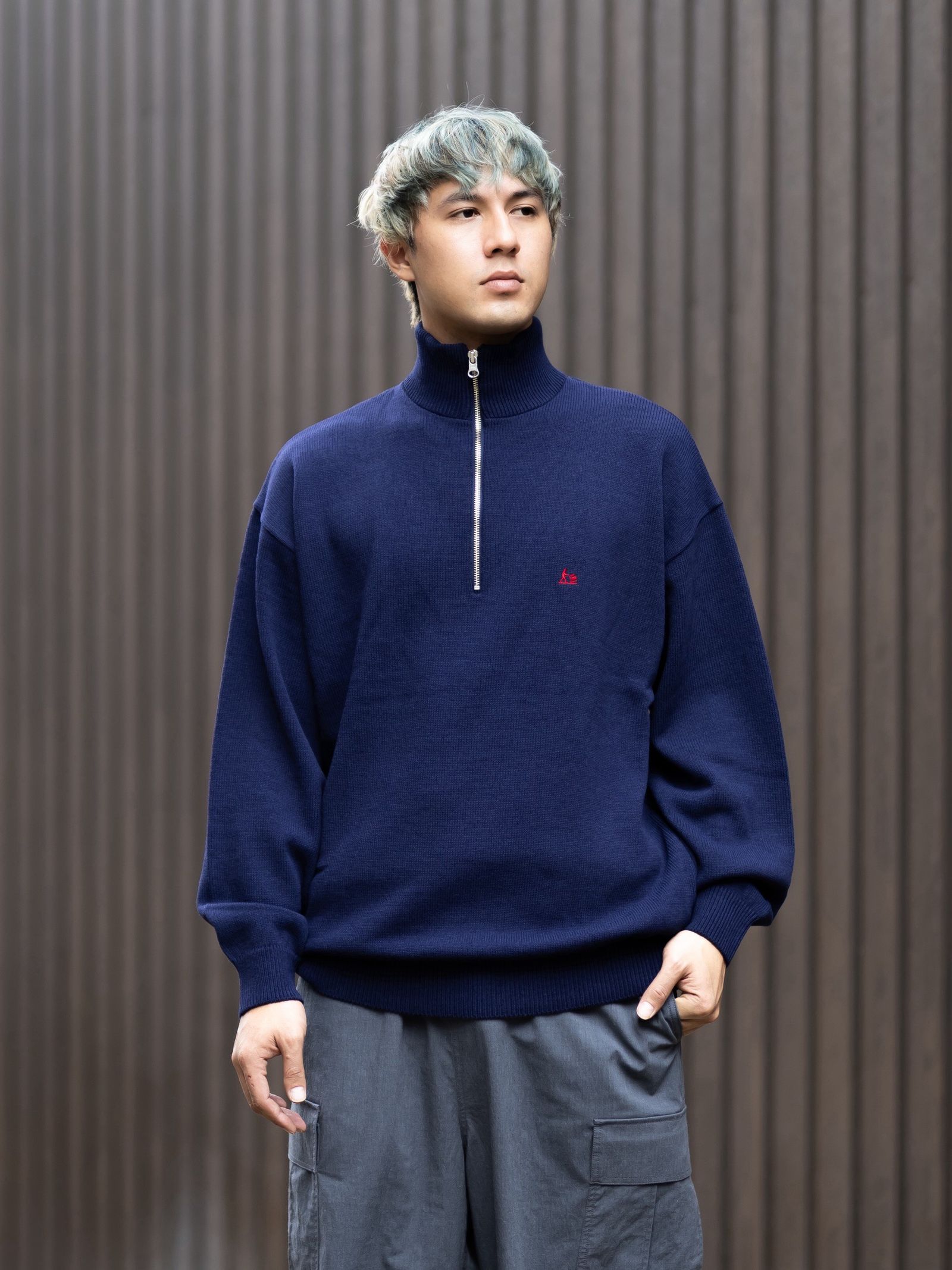 FreshService THERMAL JERSEY HARF ZIP KNIT MARK STYLE
