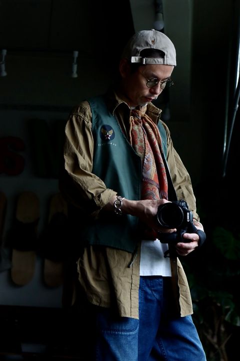 アプレッセ22AW Over Dyeing Military Shirt"BEIGE"スタイル