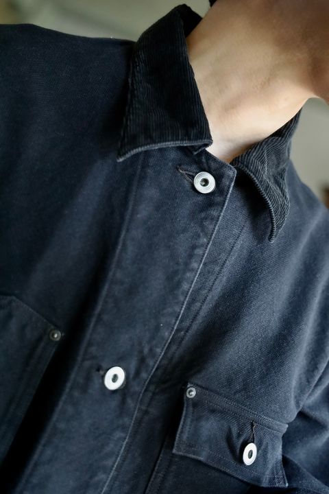 A.PRESSE 2025 STYLE2 Vintage Silk Hemp Coverall Jacket"BLACK"スタイル