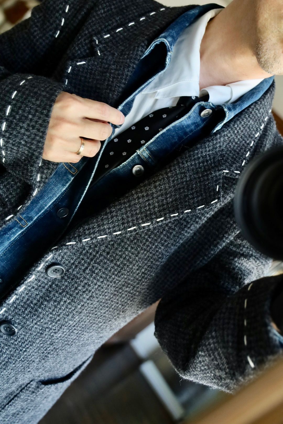 Yohji Yamamoto Y's 25AW HOUNDSTOOTH STITCH JACKETスタイル