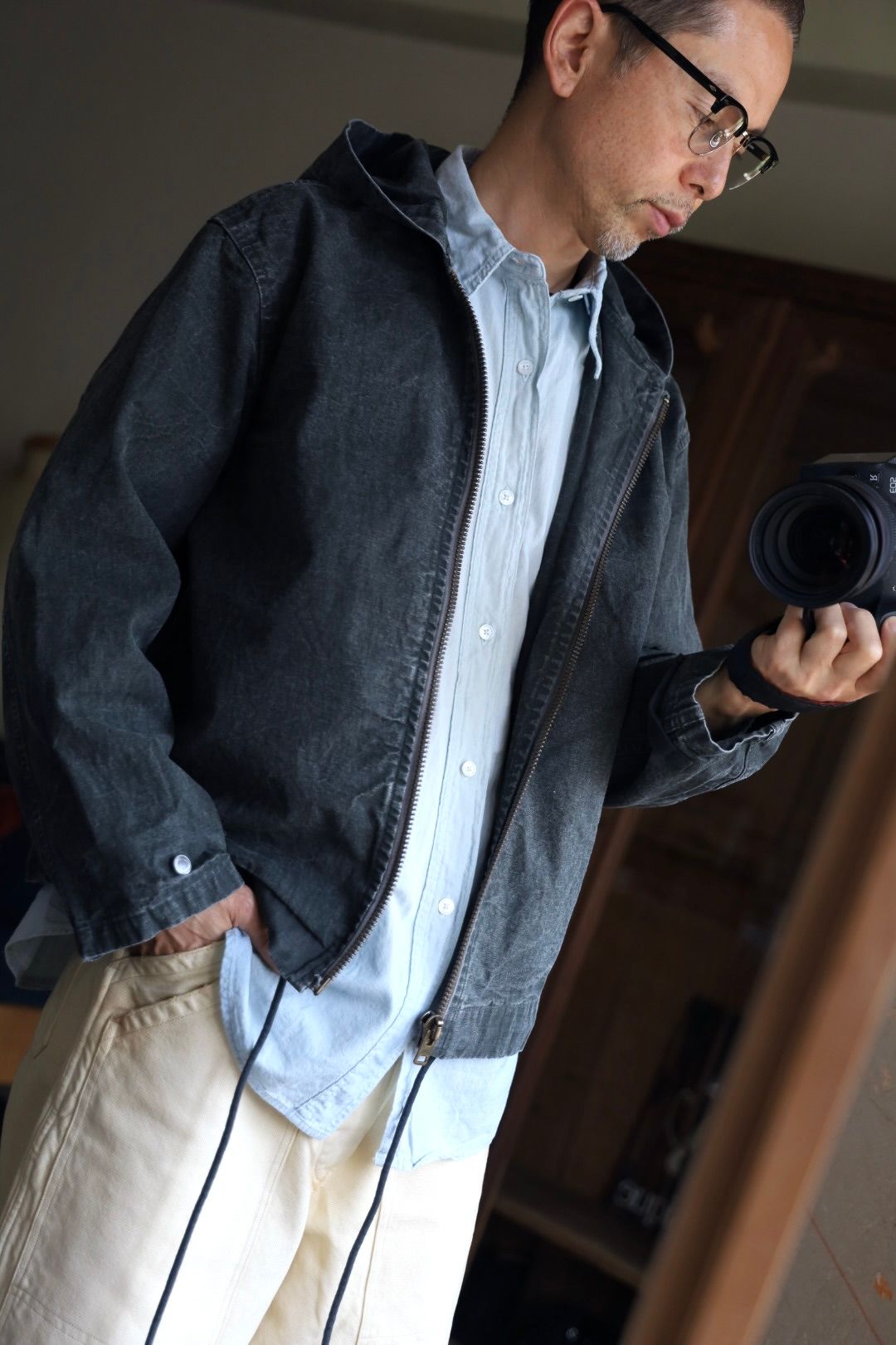 A.PRESSE 2025 STYLE2 Vintage US Navy Zip Hoodie"OLIVE"スタイル