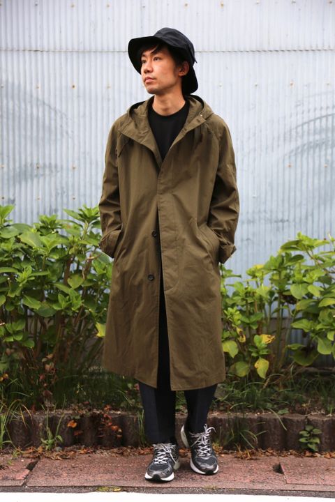 COMME des GARCONS HOMME 綿ナイロンウェザーフーデッドコート"KHAKI"Style.2020.8.9.