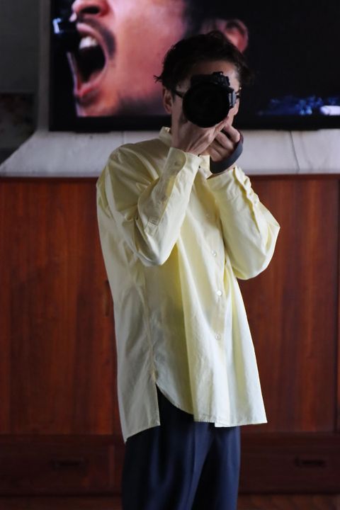 Ets.MATERIAUX 22SS Band collar shirt"YELLOW"style.2021.12.14.