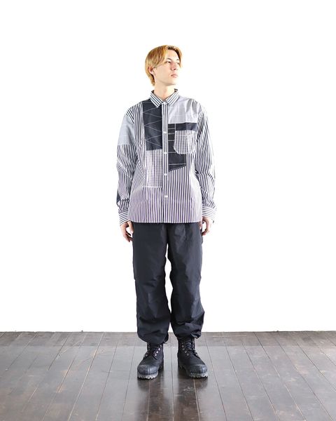 UNYA WATANABE 新作24SS パッチワークストライプシャツ スタイル 2024.2.5