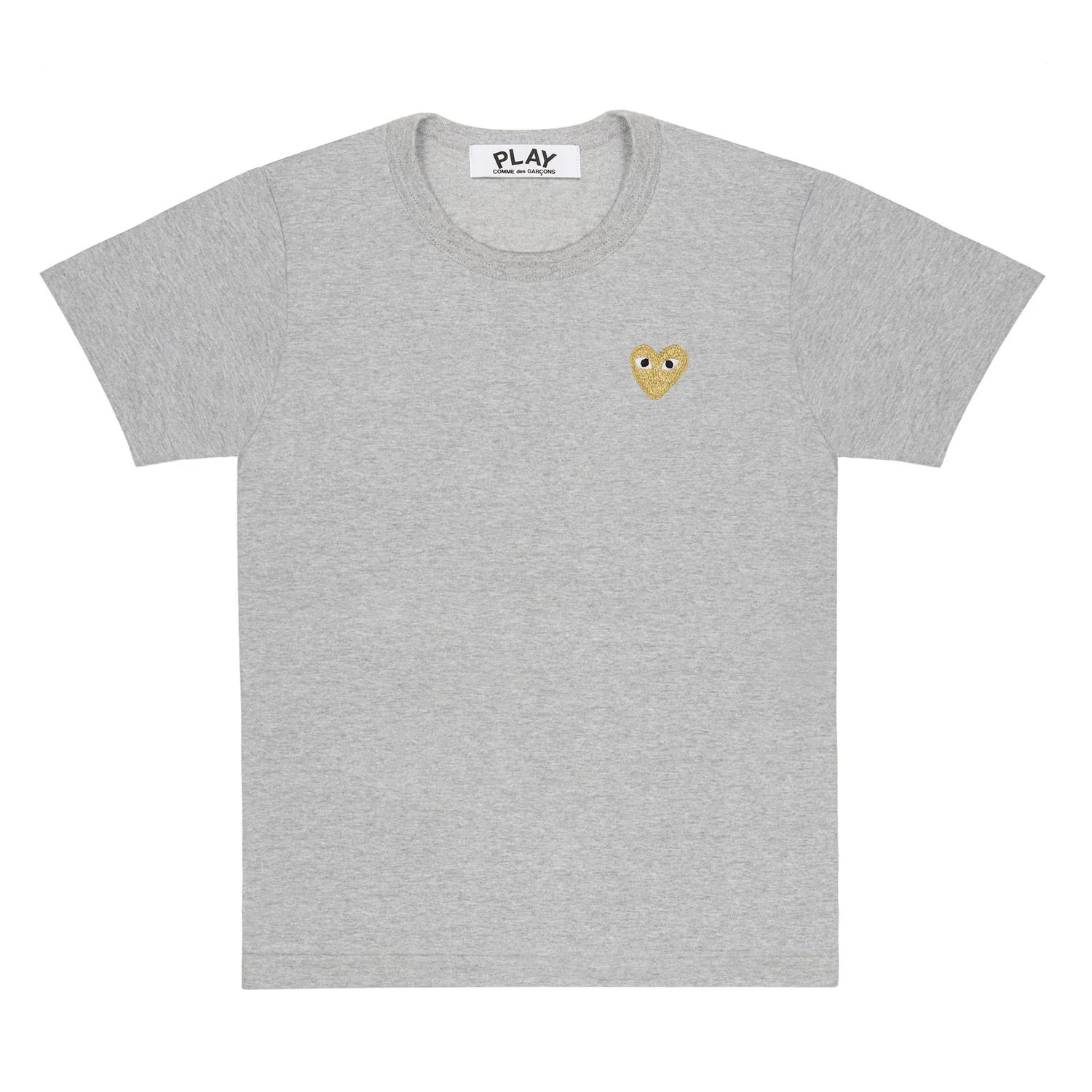 プレイコムデギャルソン ワンポイントTシャツ GOLD HEART (Grey)