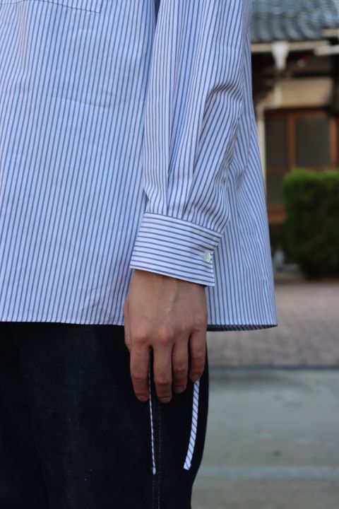 YOKE THOMAS MASON STRIPED PIPING SHIRT"WHITE"style.