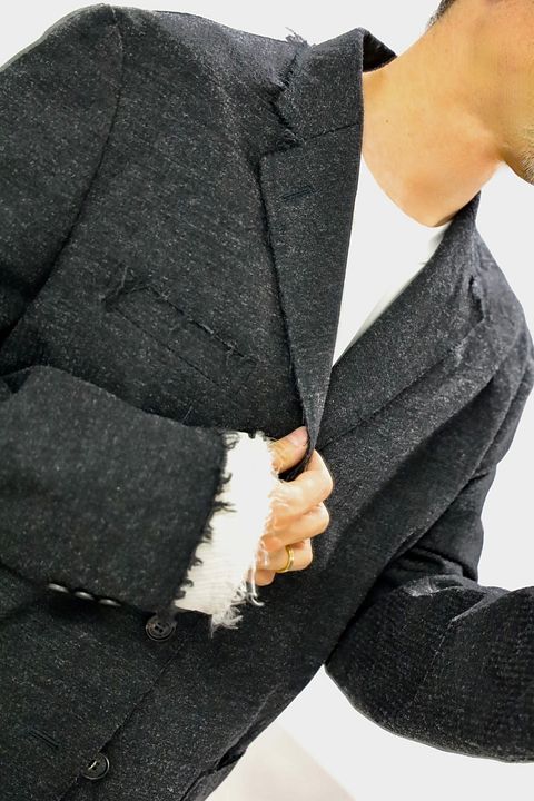 COMME des GARCONS HOMME ウールエステルヘリンボーンジャケットスタイル