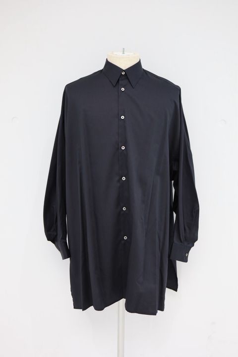 グラフペーパー WOMENS 26SS  Silicon Poplin Deep Slit Regular Collar Shirt(GL261-50183)BLACK☆2月28日(土)発売！