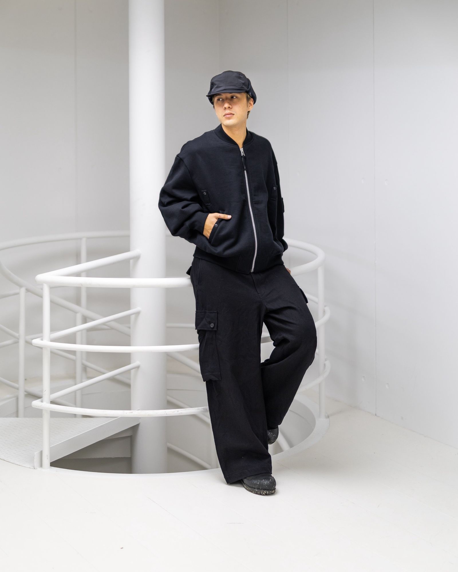 コムデギャルソンオム25FW 綿ウール裏毛MA-1ジャケット(HP-T021-051)BLACK