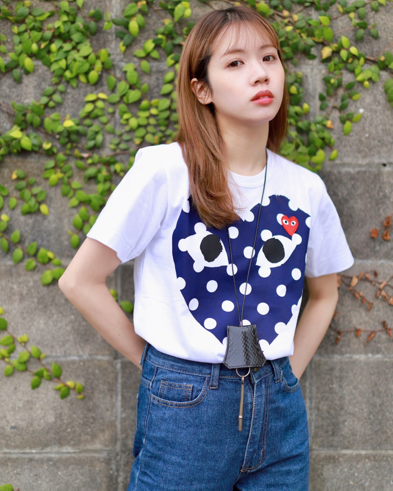 プレイ コムデギャルソン 新作Polka Dot Big Heart T-Shirt style