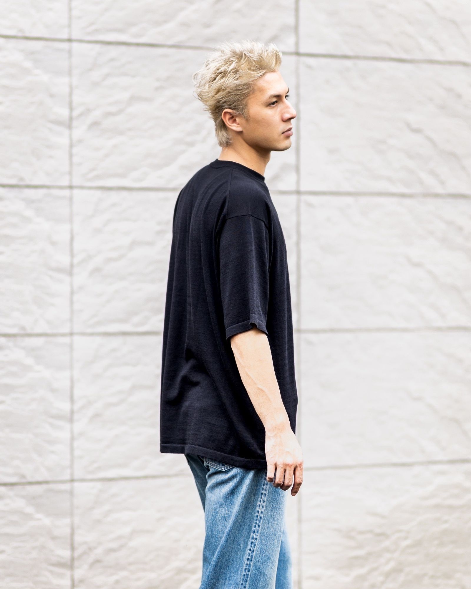 アプレッセ 2025 STYLE2 Wool Cotton High Gauge S/S T-Shirt(25AAP-03-04)BLACK