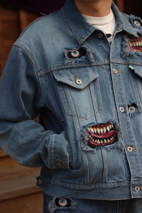 doublet RECYCLE DENIM MONSTER REPAIR JACKET(21AW11BL125) style.2021.9.20.