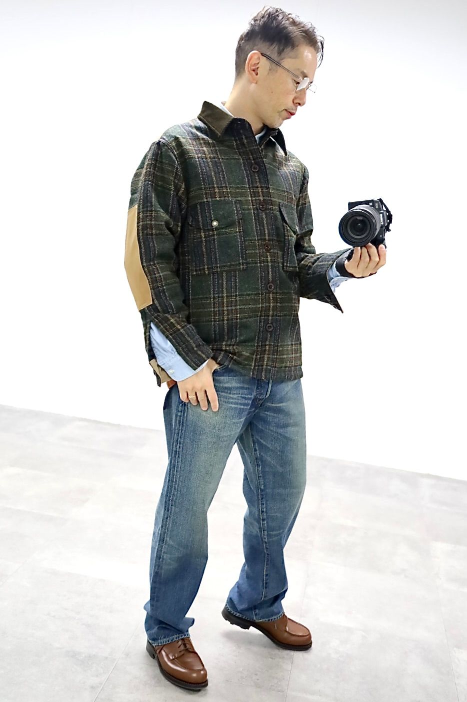 JUNYA WATANABE MAN FILSON Wネームウールチェックツイードレザージャケット2025.11.3.