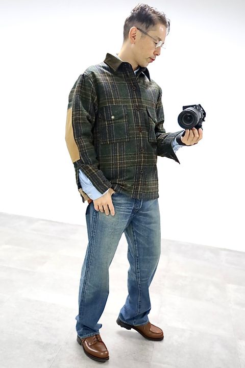 JUNYA WATANABE MAN FILSON Wネームウールチェックツイードレザージャケット2025.11.3.