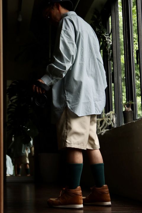 FreshService DRY OXFORD CORPORATE L/S B.D. SHIRT"GREEN STRIPE"スタイル