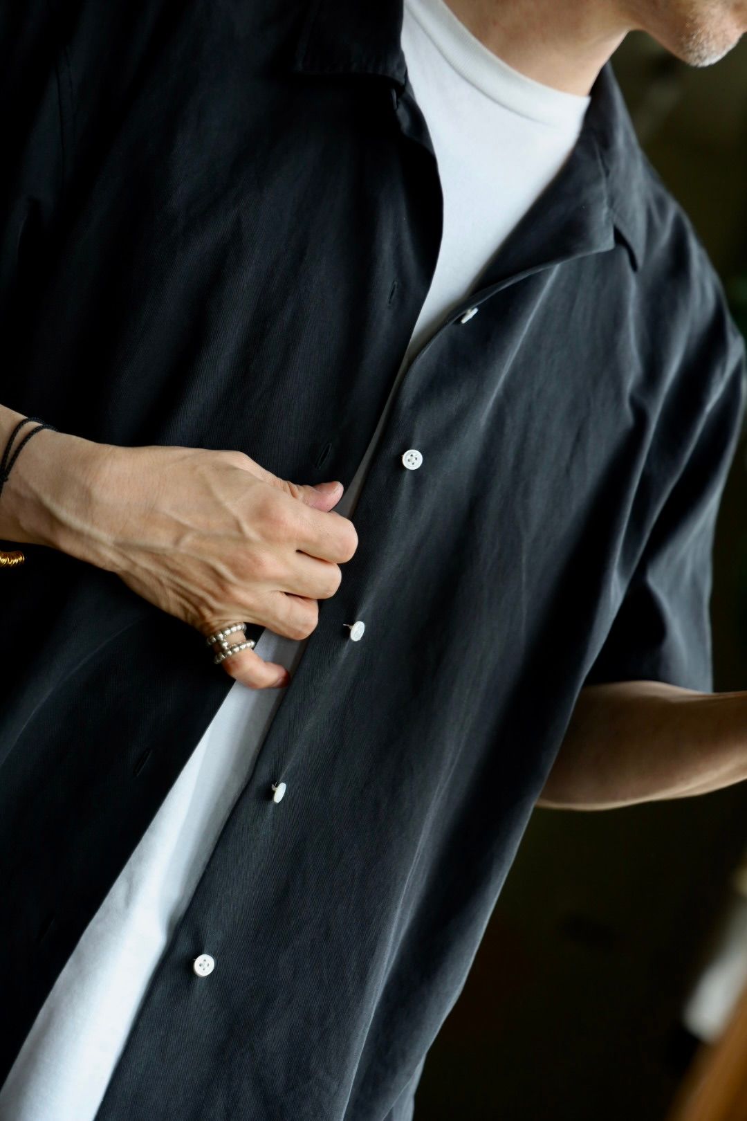 アプレッセ 25SS Silk Cotton Open Collar S/S Shirt(25SAP-02-04H)BLACK☆4月26日(土)発売！