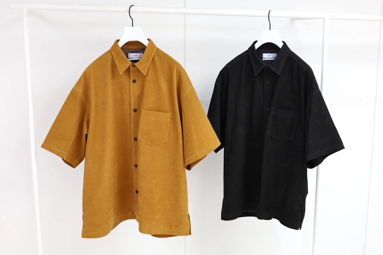 グラフペーパー26SS Cow Nubuck Leather S/S Oversized Regular Collar Shirt(GU261-50407)BROWN☆2月28日(土)発売！